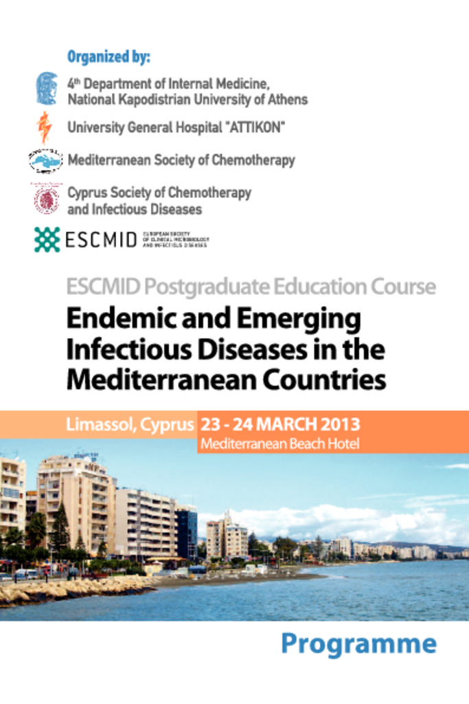 Endemic and Emerging Infectious Diseases in the Mediterranean Countries ESCMID_Postgraduate_EC_Programme_6-3-2013-pdf